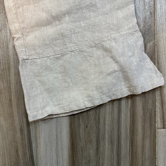 Match Point Pants Small Tan Pull On Cropped Wide Leg Split Hem Lagenlook Coastal - Picture 3 of 7